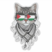Sticker Jolis Chat Lunettes Drapeau Palestine Écharpe Keff (Devant)