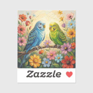 Sticker Jolis perroquets bleus et verts Impasto