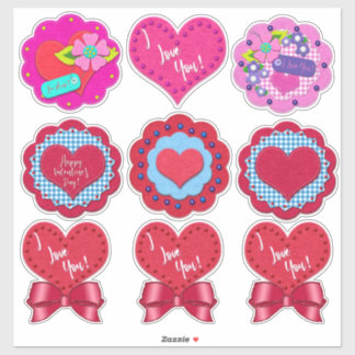 Sticker Jolis Ronds de la Saint-Valentin avec Aspect Feutr