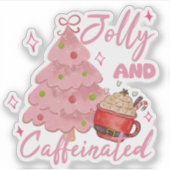 Sticker Jolly and Caffeinated Christmas Tree Coffee Design (Devant)