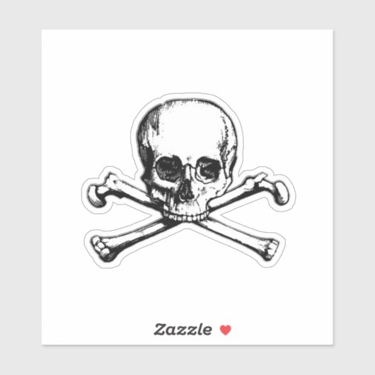 Sticker Jolly roger Crâne et os croisés Pirate (Feuille)