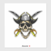 Sticker Jolly roger crâne pirate (Feuille)