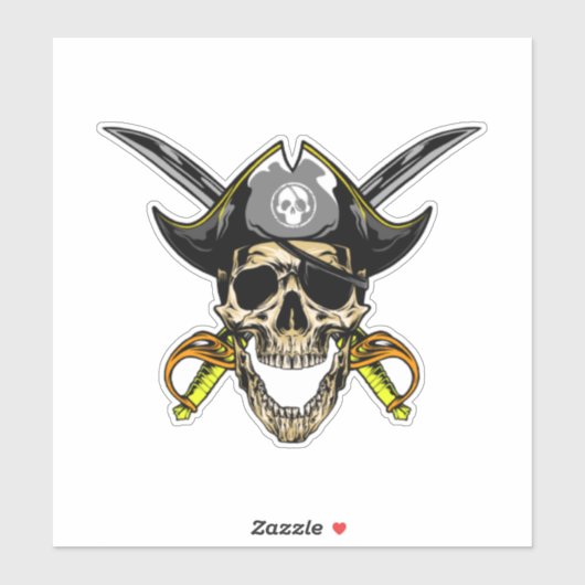 Sticker Jolly roger crâne pirate (Feuille)