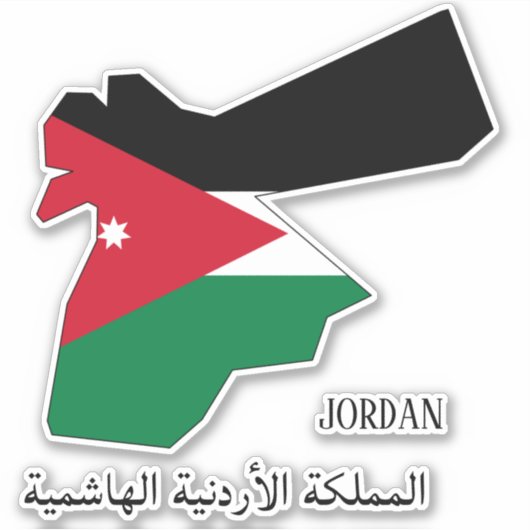 Sticker Jordanie Carte Drapeau Patriotique (Devant)
