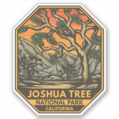Sticker Joshua Tree National Park Sunset Retro Emblem (Devant)