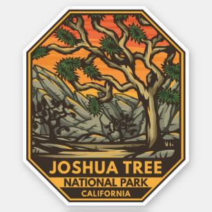 Sticker Joshua Tree National Park Sunset Retro Emblem