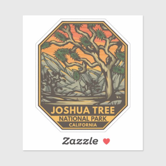 Sticker Joshua Tree National Park Sunset Retro Emblem (Feuille)