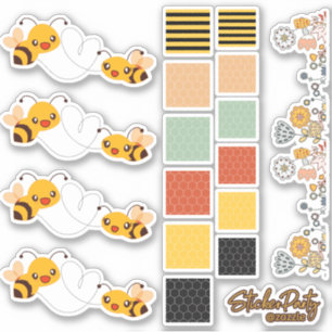 Sticker Jote Bees Flowers & Honeycomb