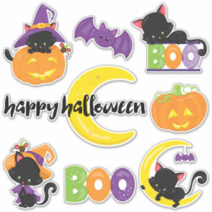 Sticker Jote Halloween Black Cats Contour