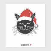 Sticker Jote Père Noël Amoureux des chats Noël Hommes Femm (Feuille)