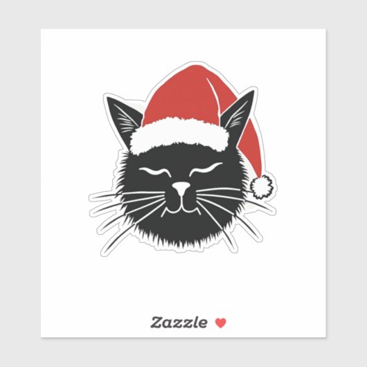 Sticker Jote Père Noël Amoureux des chats Noël Hommes Femm (Feuille)