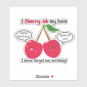 Sticker Jote Red Cherry Kawaii Twins Anniversaire (Feuille)