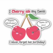 Sticker Jote Red Cherry Kawaii Twins Anniversaire (Devant)