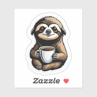 Sticker Jote Sloth tenant la coupe du café