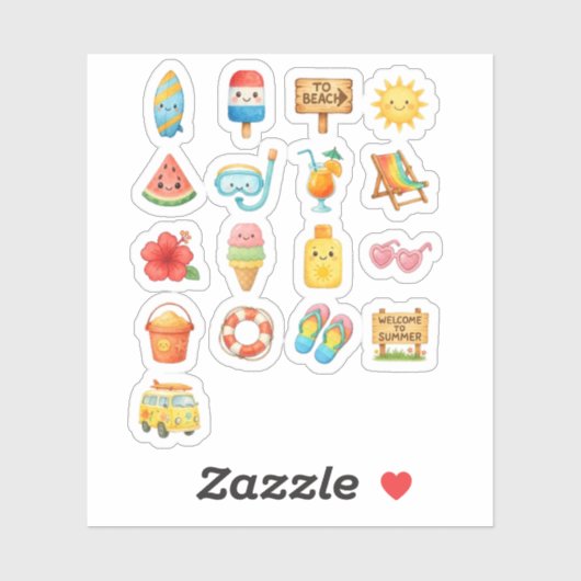 Sticker Jote Summer Beach Fun Illustration Collection (Feuille)