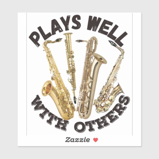 Sticker Joue bien avec les autres - Saxophone (Feuille)