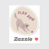 Sticker Jouer arc mignon chien illustré tan et violet (Feuille)