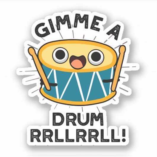 Sticker Jouer Un Tambour RRLLRRLL Funny Drummer Pun (Devant)
