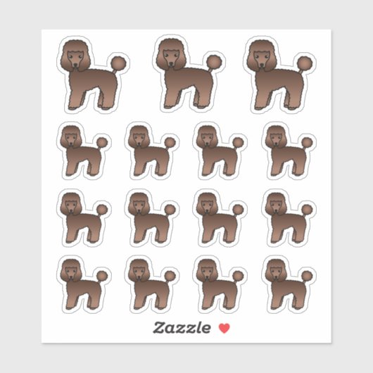 Sticker Jouet Brown Poodle mignon Chiens de dessin (Feuille)