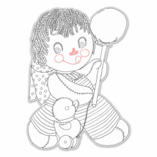 Sticker Jouet de poupée mignonne canard dessin à la main i