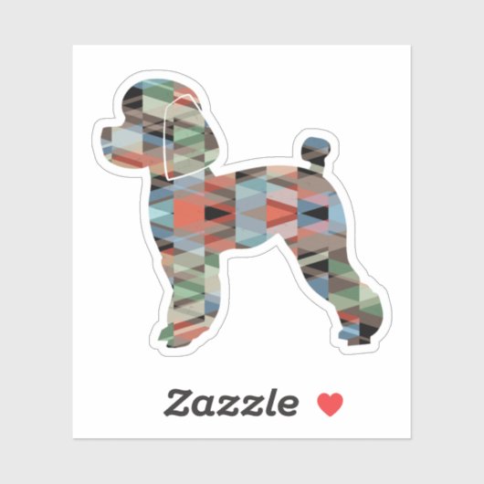 Sticker Jouet Poodle Chien Geo Silhouette Plaid (Feuille)