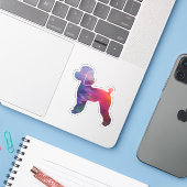 Sticker Jouet Poodle Chien Geo Silhouette Violet (Ordinateur portable avec iPhone)