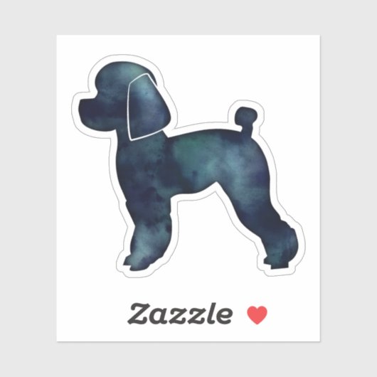 Sticker Jouet Poodle Noir Aquarelle Silhouette (Feuille)