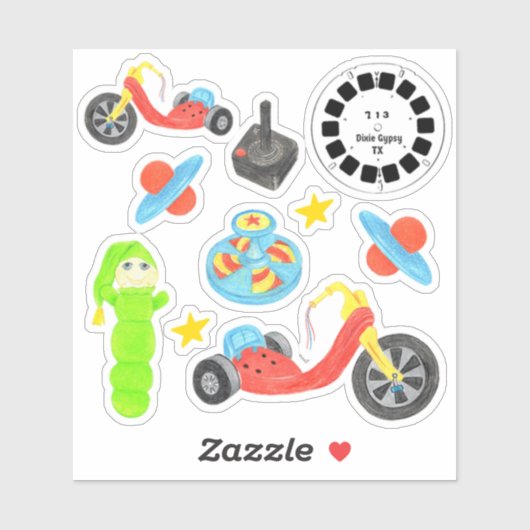 Sticker Jouets des années 80 (Feuille)