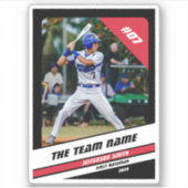 Sticker Joueur de baseball cadeau personnalisé Noir Blanc  (Devant)