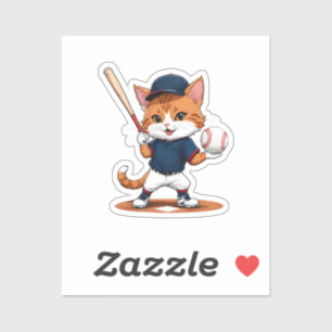 Sticker Joueur de baseball chat