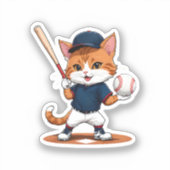 Sticker Joueur de baseball chat (Recto)