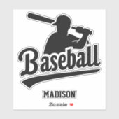 Sticker Joueur de baseball de nom personnalisé (Feuille)