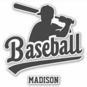 Sticker Joueur de baseball de nom personnalisé (Devant)