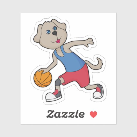 Sticker Joueur de basket-ball de chien (Feuille)