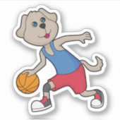 Sticker Joueur de basket-ball de chien (Devant)