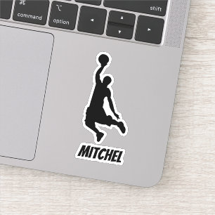 Sticker Joueur de basket-ball prénom avec texte noir