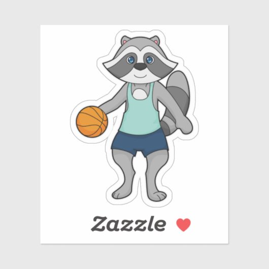 Sticker Joueur de basket-ball Racoon (Feuille)