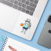 Sticker Joueur de basket-ball Racoon (Ordinateur portable avec iPhone)