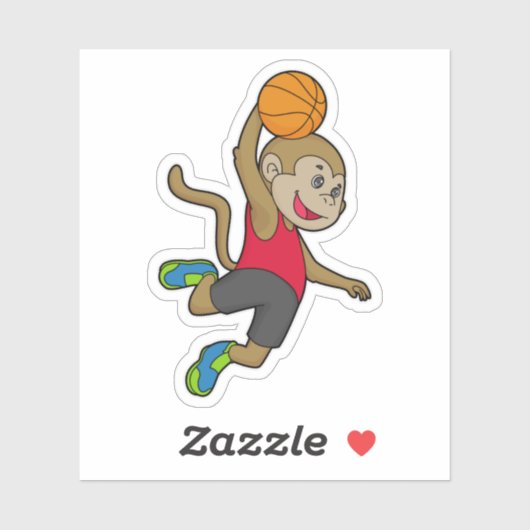 Sticker Joueur de basket-ball singe (Feuille)