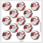 Sticker joueur de basketball blanc rouge noms (Feuille)
