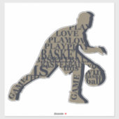 Sticker Joueur de basketball dribble avec texte intégral d (Feuille)