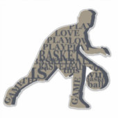 Sticker Joueur de basketball dribble avec texte intégral d (Devant)