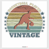 Sticker joueur de basketball dribble rétro style coucher d (Feuille)