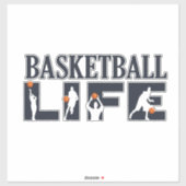 Sticker joueur de basketball vie texte bleu (Feuille)