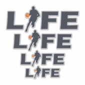 Sticker joueur de basketball vie texte bleu (Devant)