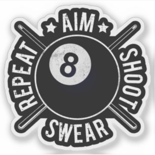Sticker Joueur de billard Viser Tirer Répéter Billard Amér