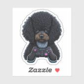 Sticker Joueur de caniche avec joystick (Feuille)