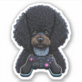 Sticker Joueur de caniche avec joystick (Devant)