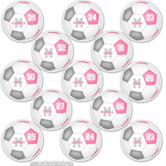 Sticker joueur de football individuel rose (Devant)