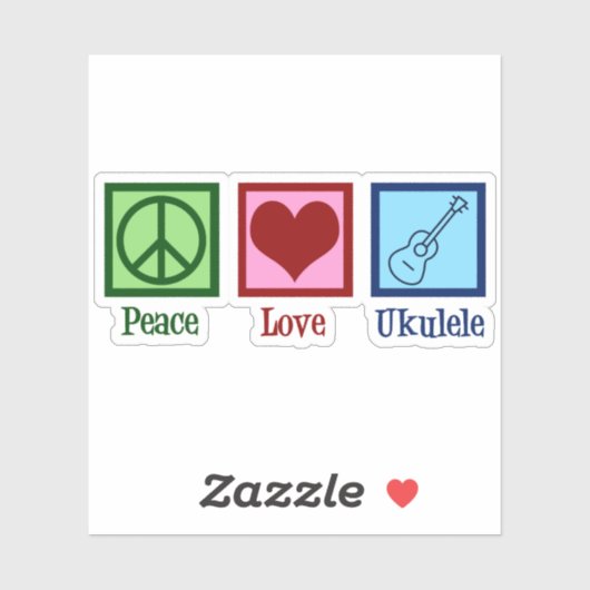 Sticker Joueur de Peace Love Ukulele (Feuille)